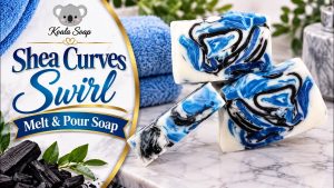 Activated Charcoal Swirl Melt and Pour Soap in Black, Blue and White