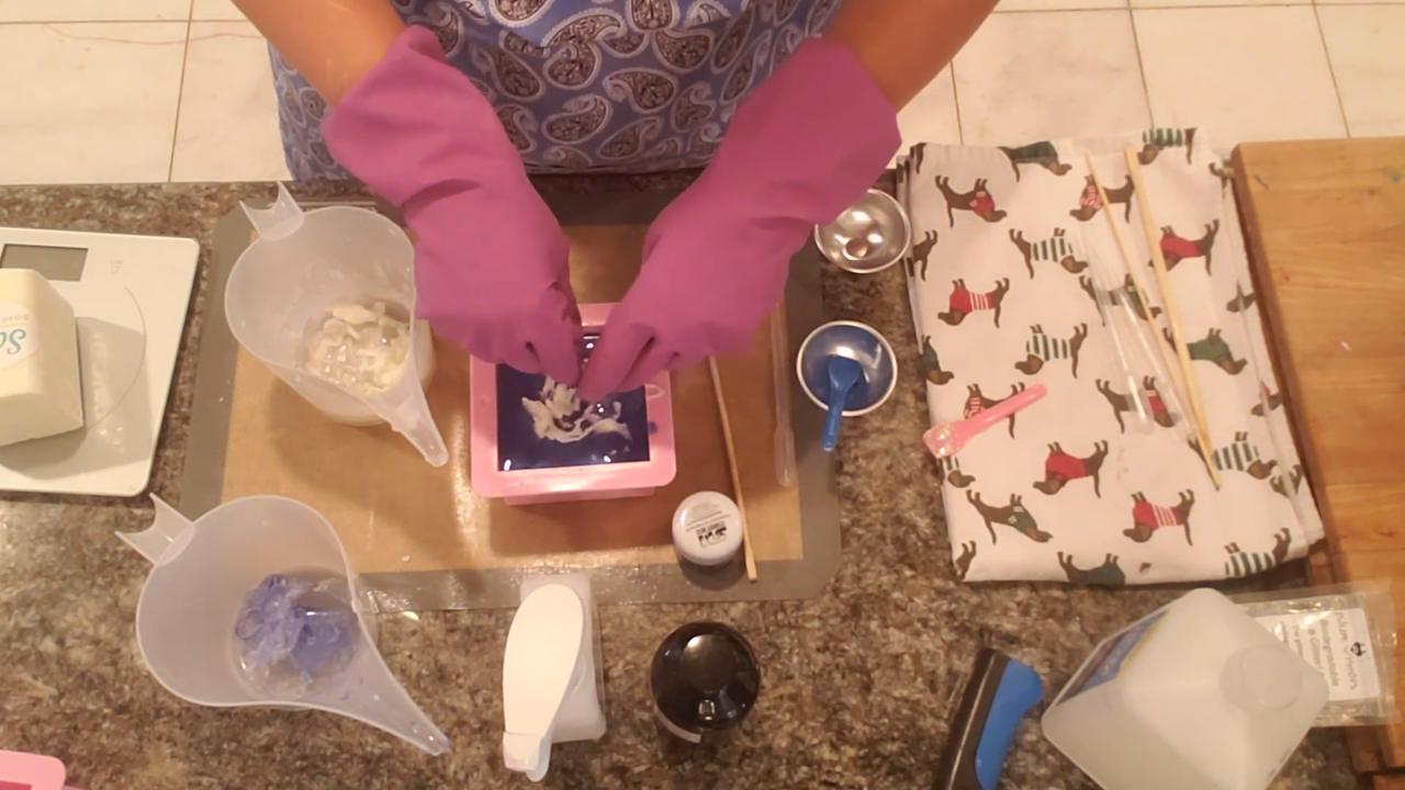 Sprinkling white soap pieces on top like sea foam