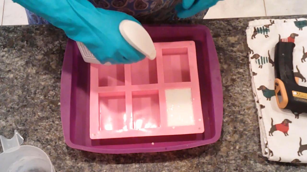 White soap bar setting in the mold