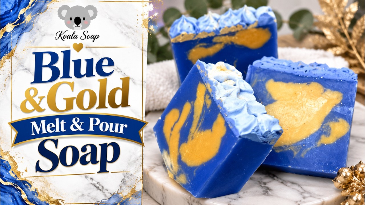 Blue and Gold Melt and Pour Soap with Piped Soap Frosting