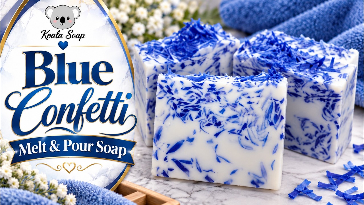 Blue Confetti Melt and Pour Soap: Soap Shreds Loaf