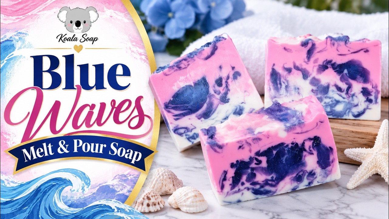 Blue Waves Melt and Pour Soap with Pink Swirls and Glitter