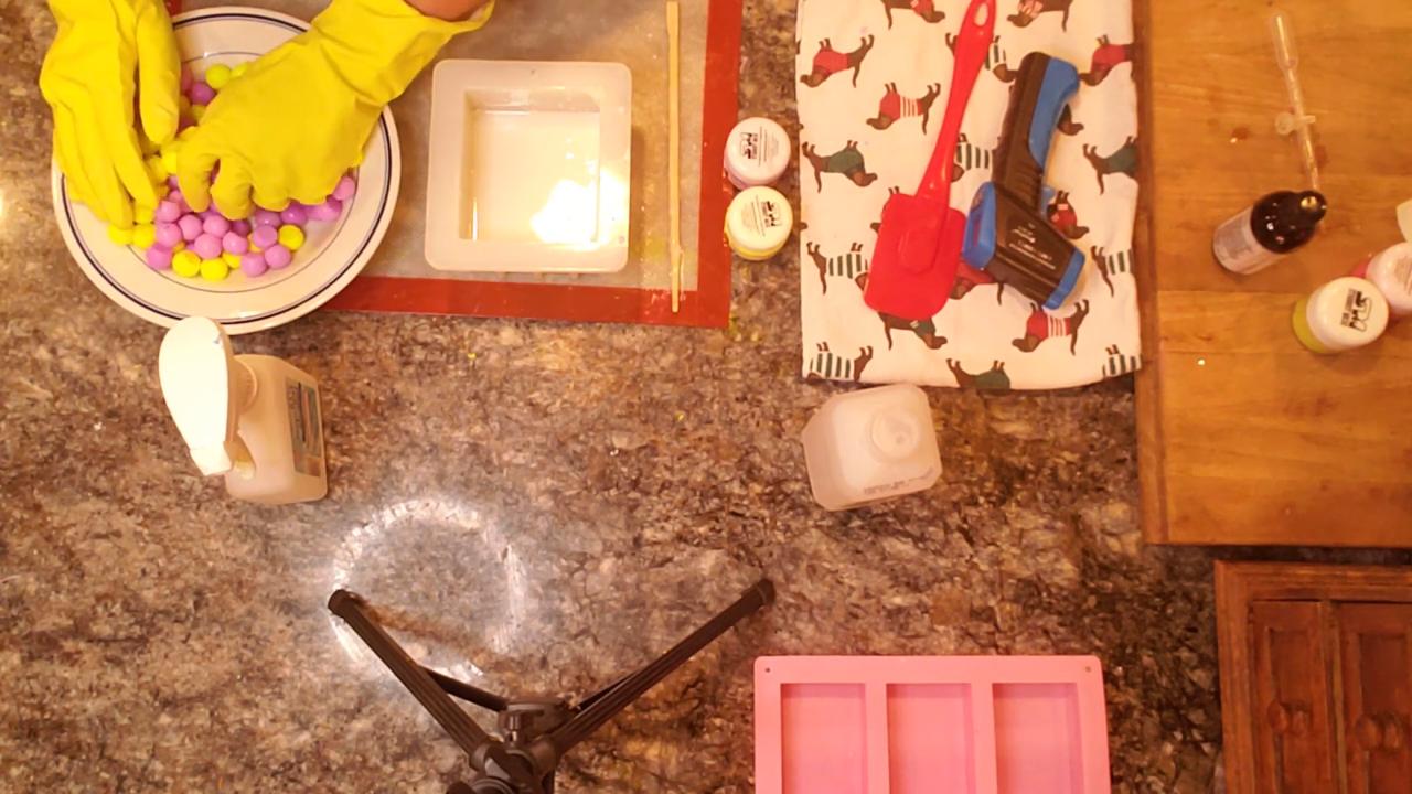 Pressing soap ball embeds into the white soap