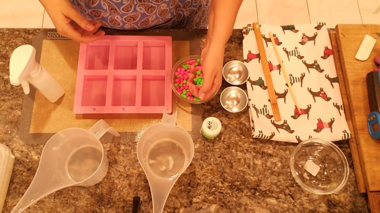 Adding neon bead embeds to clear soap