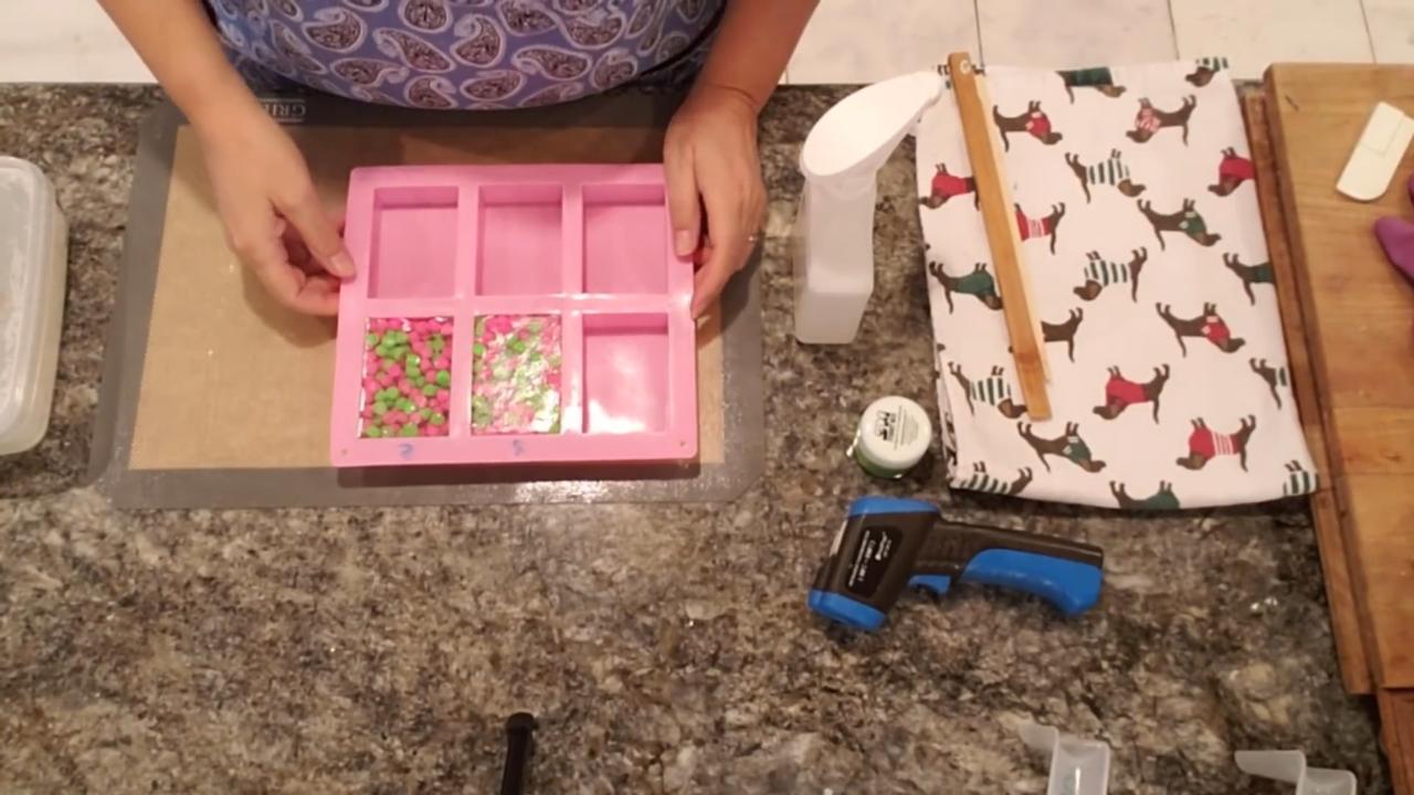 Clear bead embed soaps set in the mold