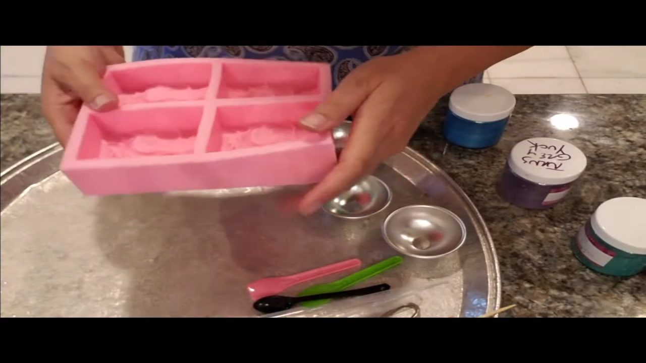 Pink cloud wave silicone soap mold with four cavities