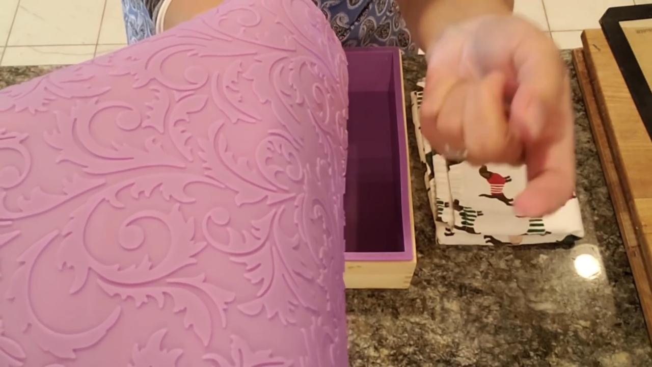 Silicone impression mat cut to fit the loaf mold