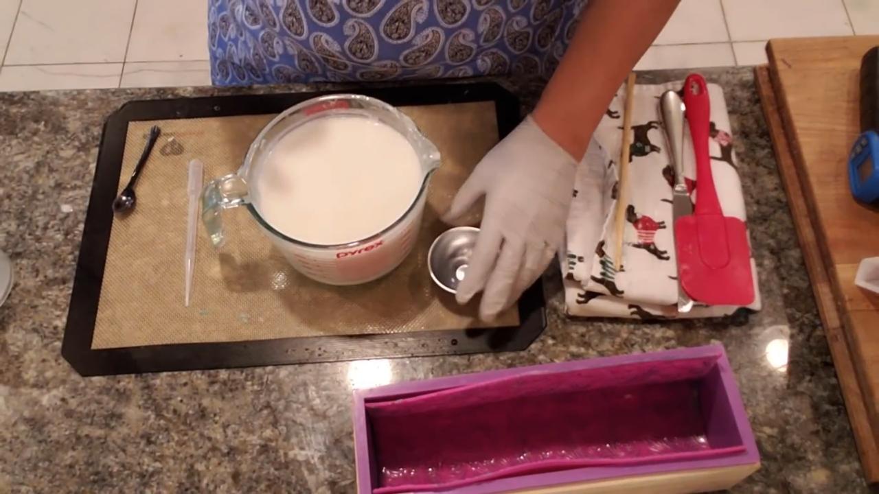 Melted shea butter soap ready to pour