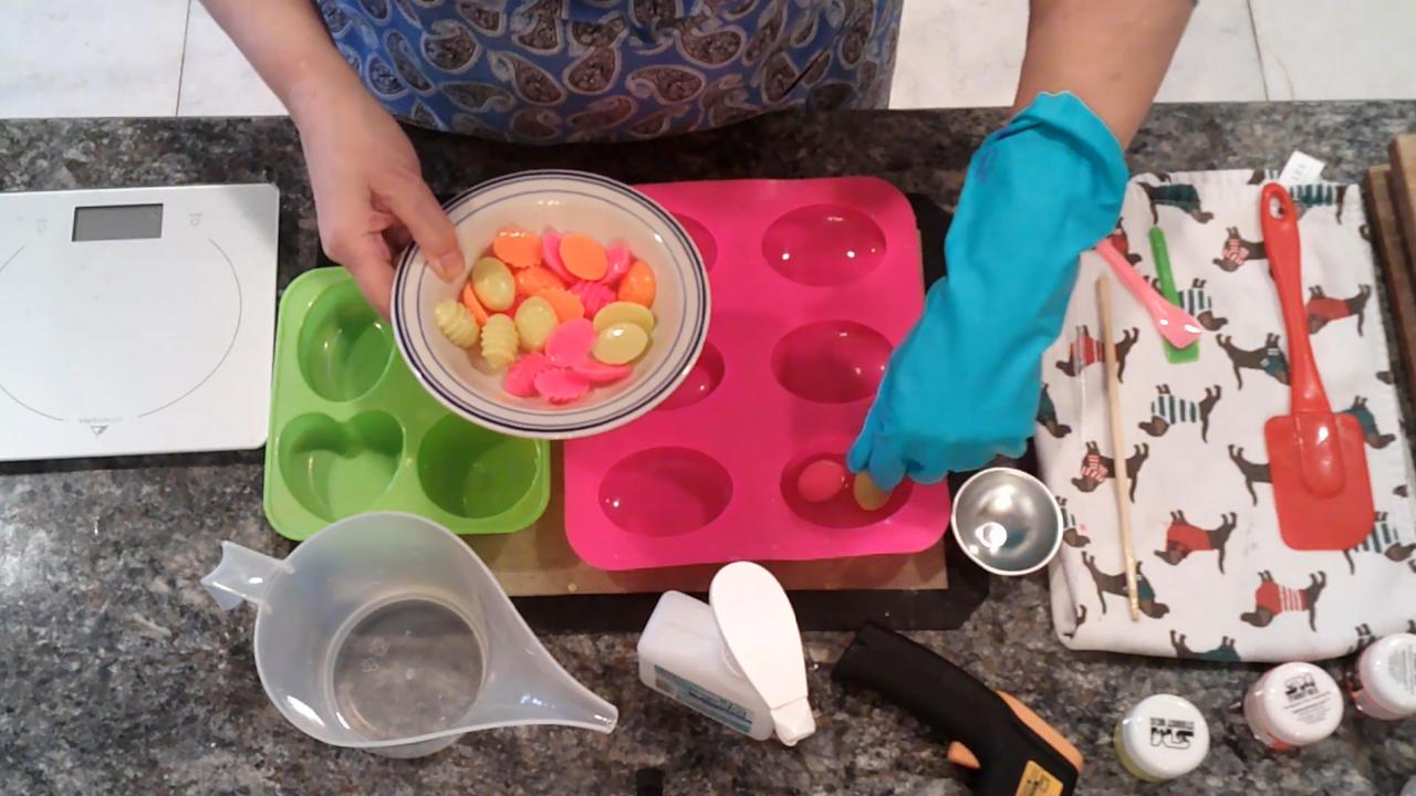 Bowl of colorful soap egg embeds