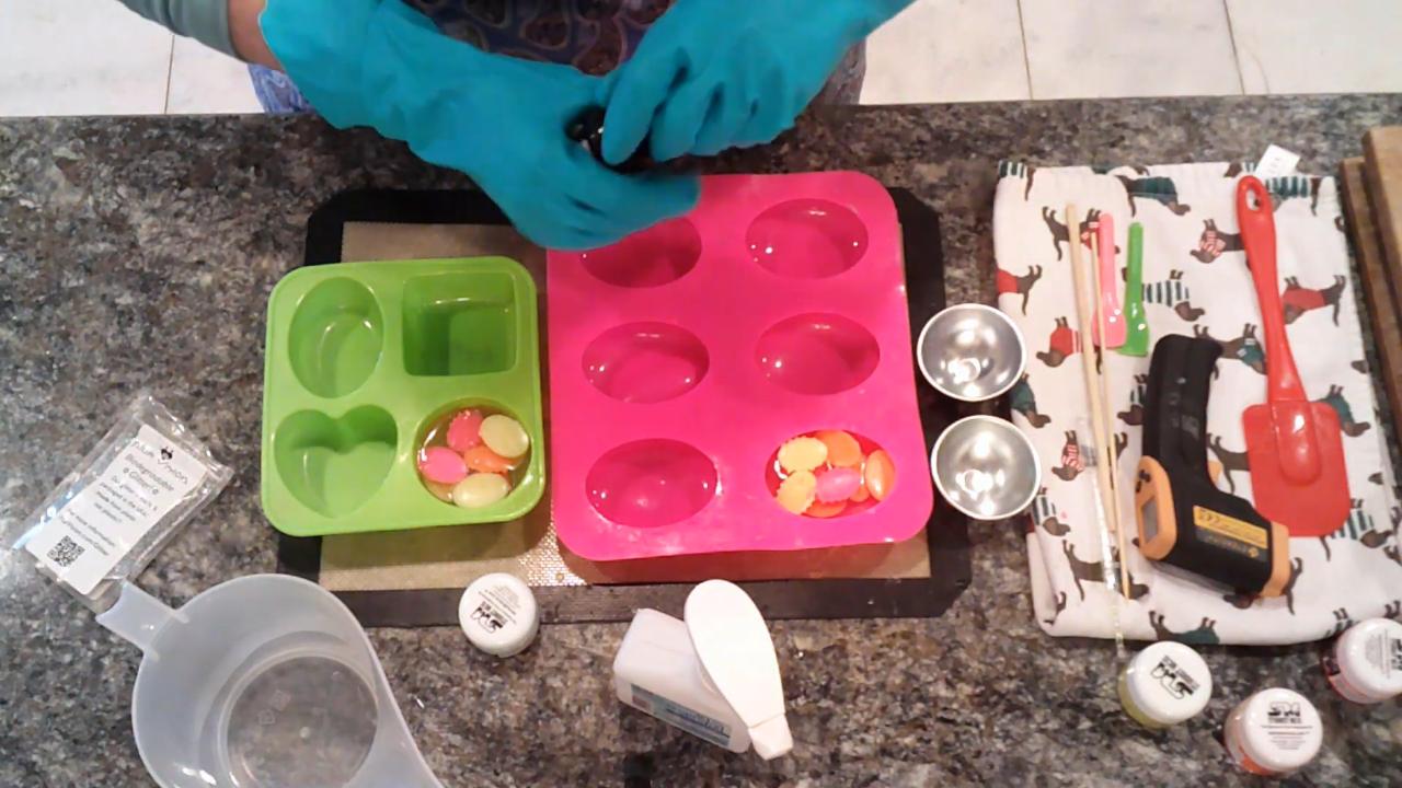 Egg embeds suspended in clear soap