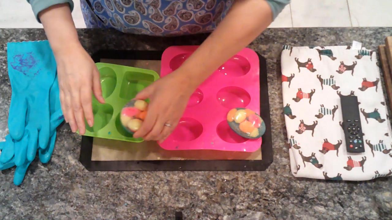 Finished Easter egg melt and pour soaps