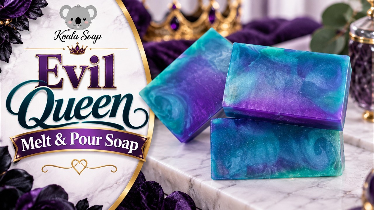 Evil Queen Melt and Pour Soap: Purple and Green Glitter Swirl