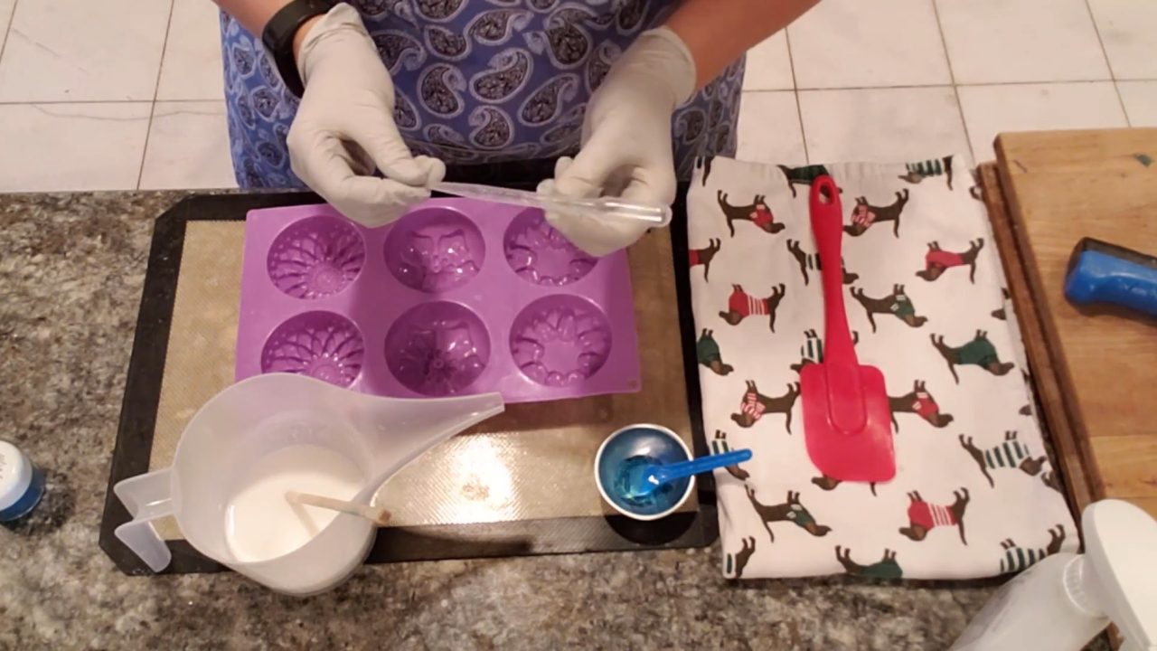 Mixing Blue Lagoon mica with distilled water in a pipette