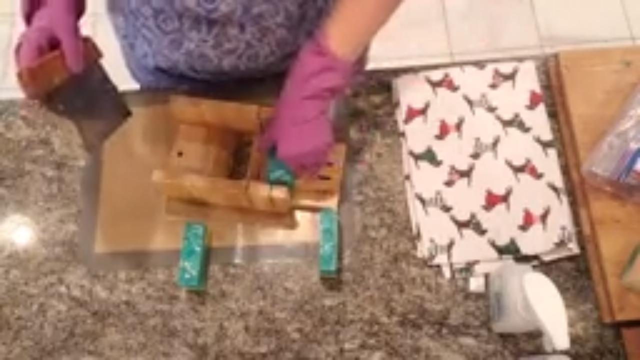 Finished Frosty Sunrise melt and pour soap bars