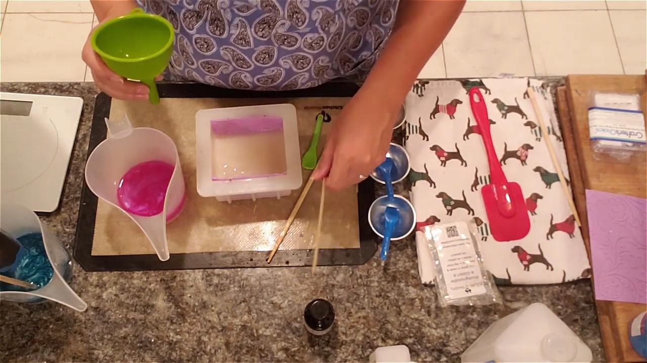 Silicone funnel pushed into the white soap