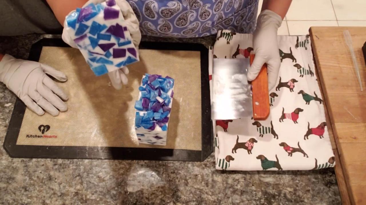 Unmolded geometric embed soap loaf