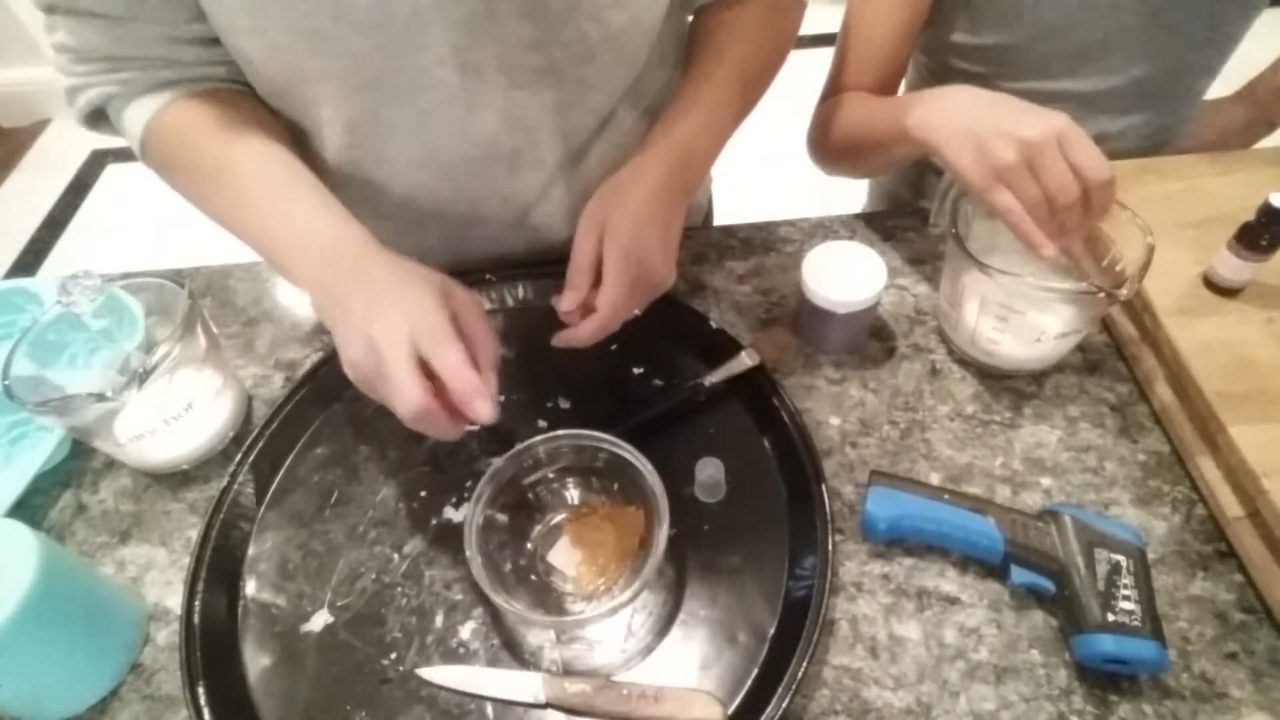 Melting melt and pour soap for a giant cupcake soap