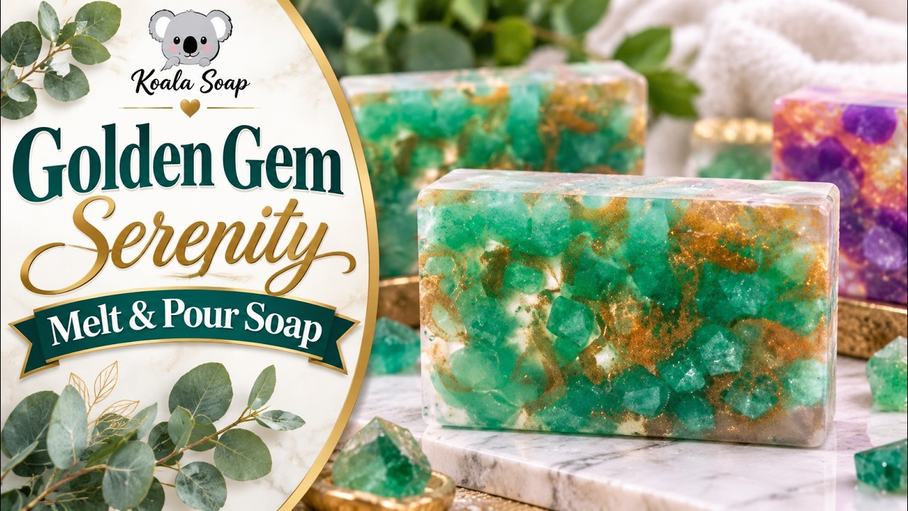 Golden Gem Serenity Melt and Pour Soap Tutorial: How to Create Sparkling Crystal Soaps