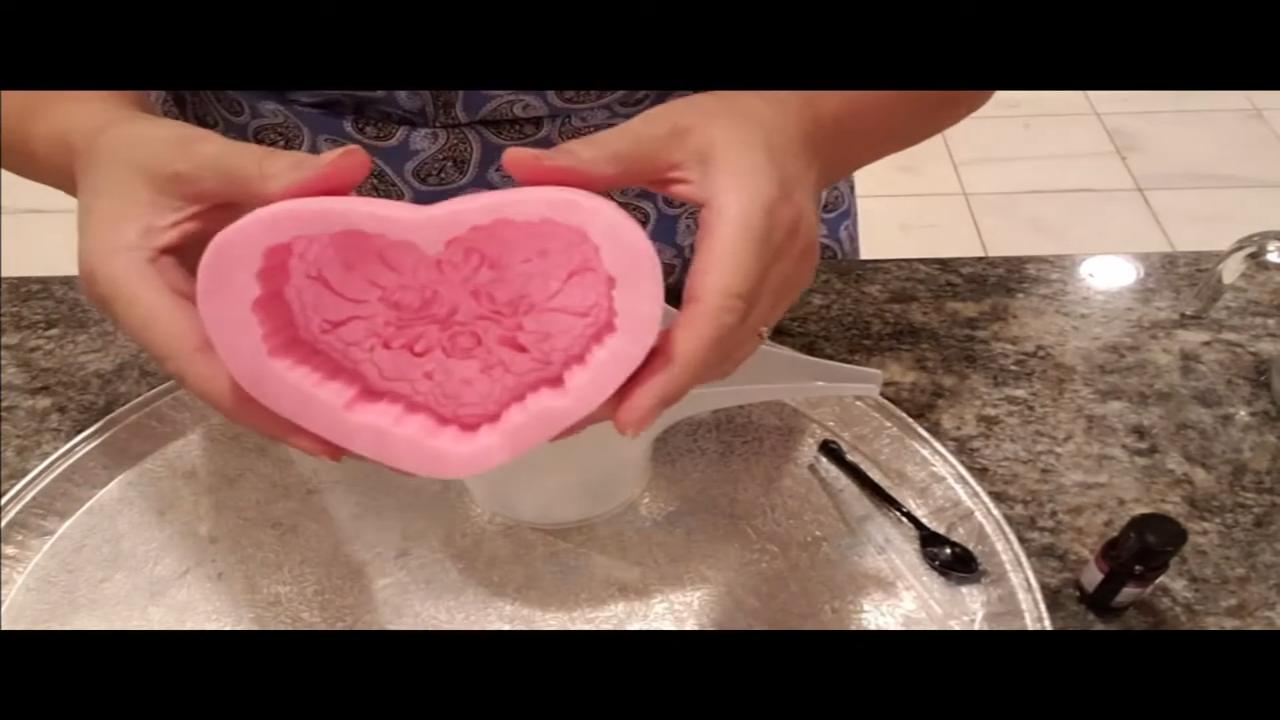 Heart floral lace silicone soap mold with roses