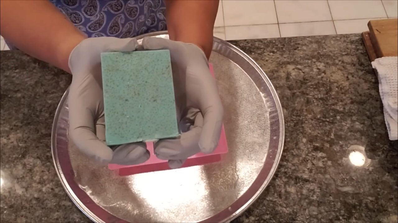Finished Himalayan salt melt and pour soap bar