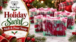 Holiday Swirl Melt and Pour Soap: Red, Green and White Pine Christmas Soap