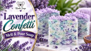 Lavender Confetti Melt and Pour Soap with Piped Frosting