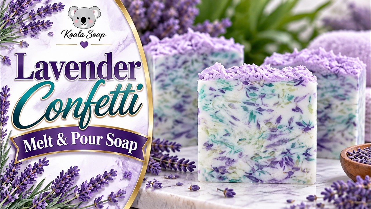 Lavender Confetti Melt and Pour Soap with Piped Frosting