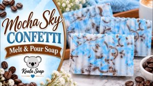 Mocha Sky Confetti Soap Tutorial – A Stunning Melt and Pour Soap with Blue and Brown Swirls