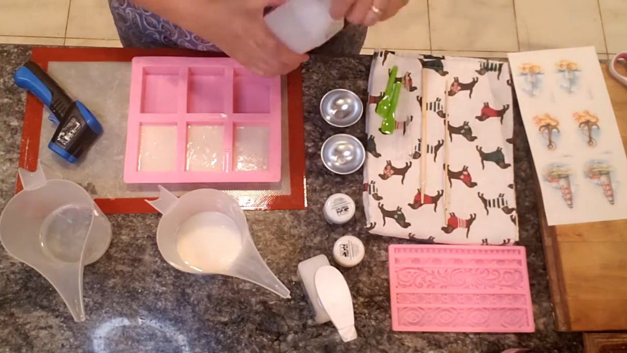 Adding a blue shea butter layer behind the white in the picture soap