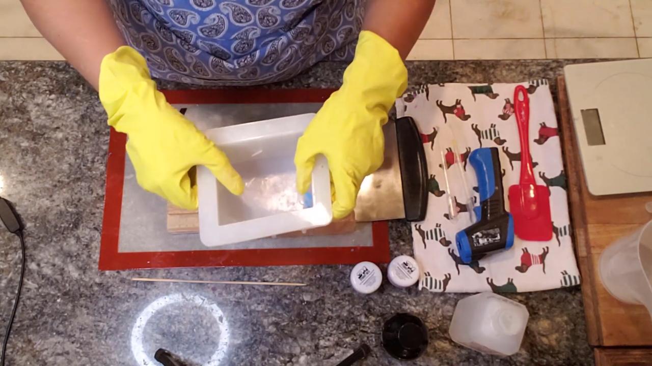 Unmolded neon confetti soap loaf