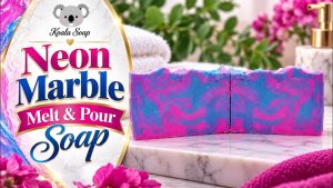 Neon Marble Swirl Melt and Pour Soap in Hot Pink and Cosmic Blue