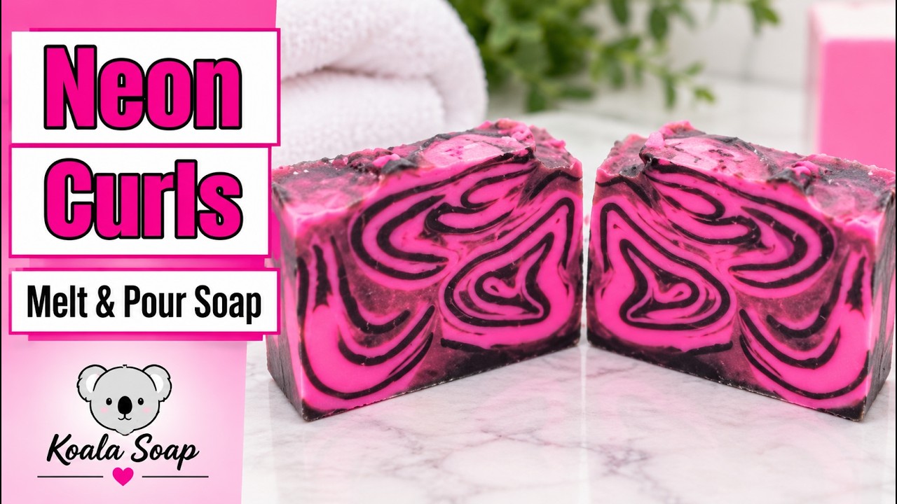 Neon Pink and Charcoal Melt and Pour Soap (Swirl in the Pan)