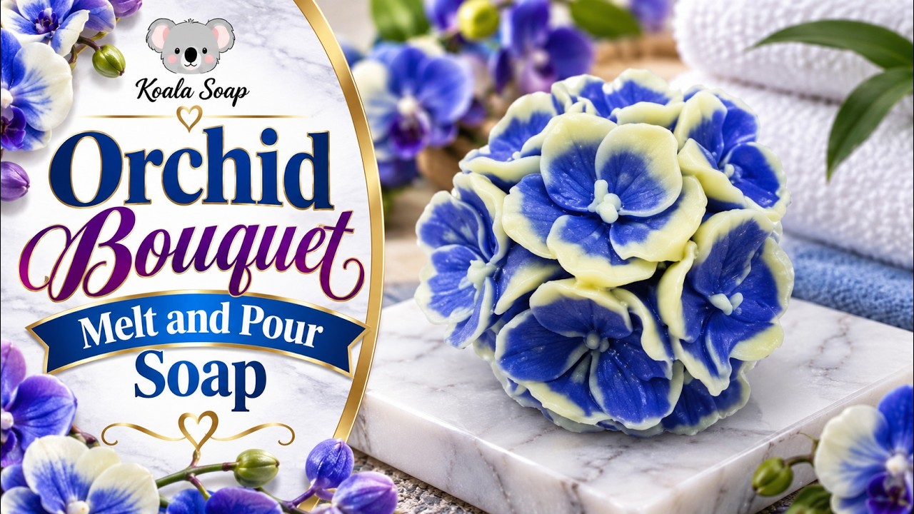 Orchid Bouquet Melt and Pour Soap in Blue and Yellow
