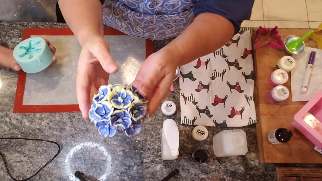 Finished orchid bouquet melt and pour soap