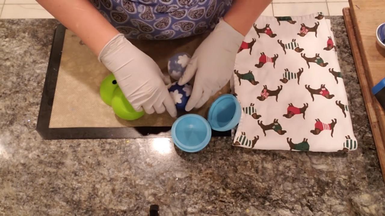 Finished Christmas ornament ball melt and pour soaps