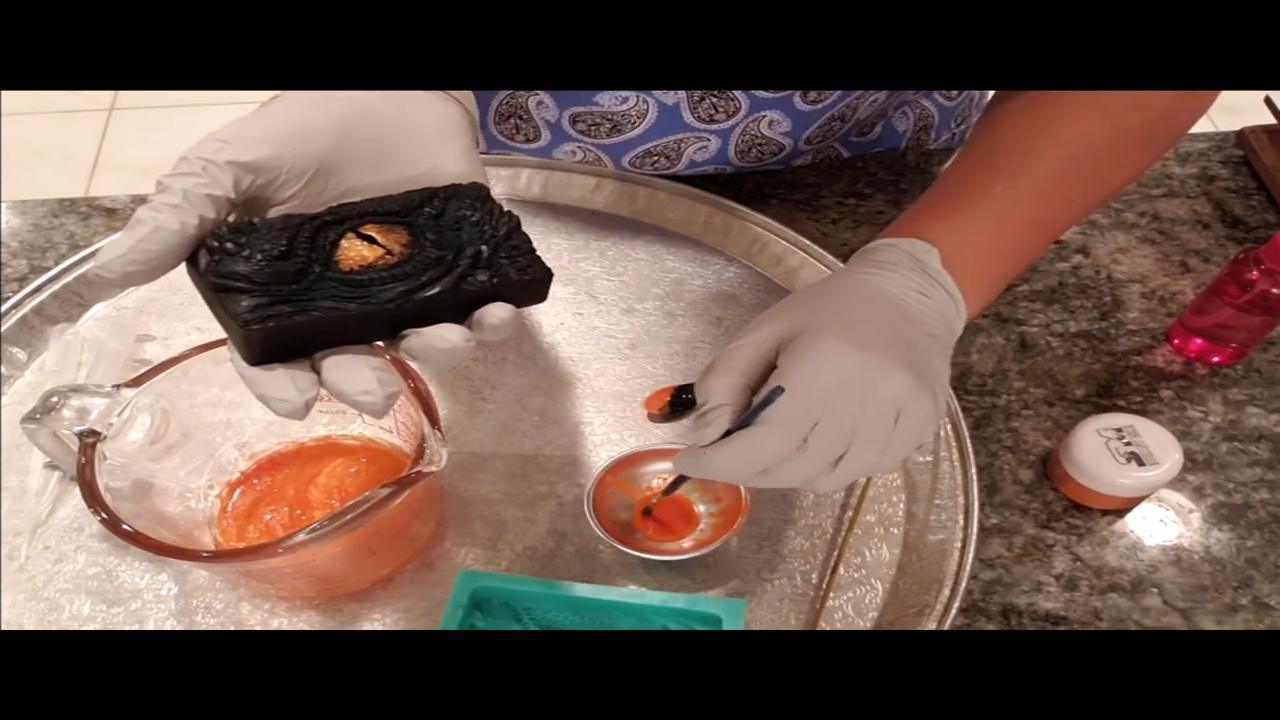 Painting with colored melt and pour soap