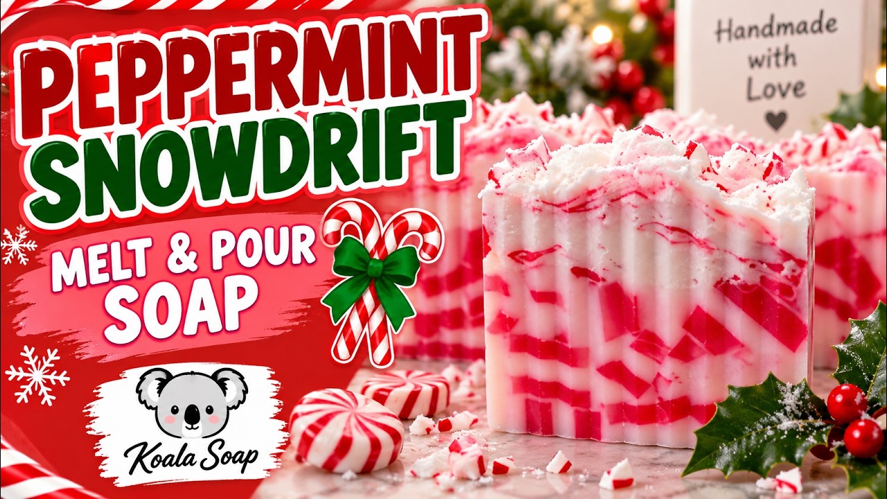Peppermint Snowdrift Melt and Pour Soap: Layered Christmas Soap with Soap Frosting