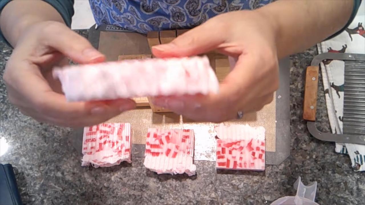 Finished Peppermint Snowdrift melt and pour soap bars