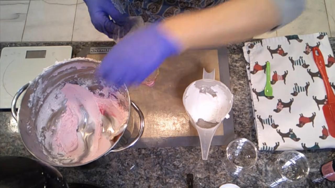 Piping bag filled with sugar scrub