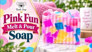Pink Fun Melt and Pour Soap Tutorial: Colorful Embedded Soap Bars with a Sparkling Finish