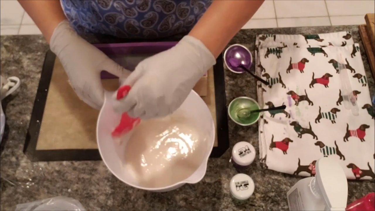 Whipping Melt Whip and Pipe soap frosting with a hand mixer