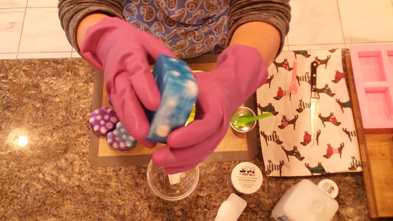 Finished blue recycled embed soap bar