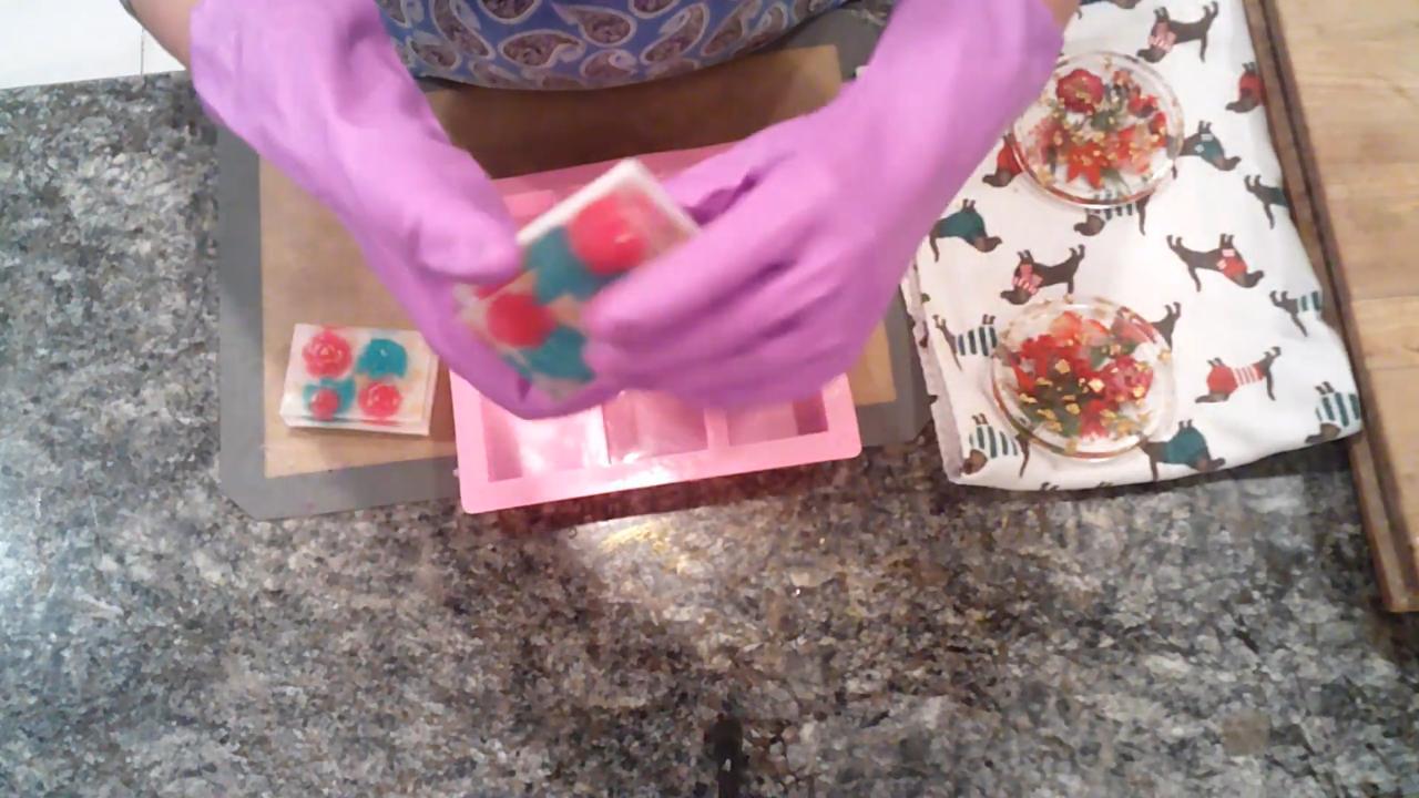Finished red rose embed melt and pour soaps