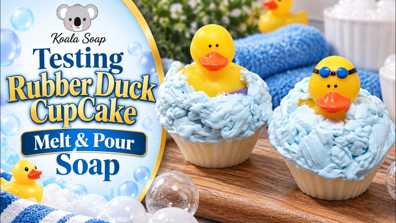 Rubber Duck Cupcake Melt and Pour Soap with Whipped Soap Waves