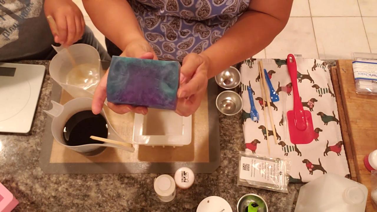 Adding white color block to lighten the orange soap