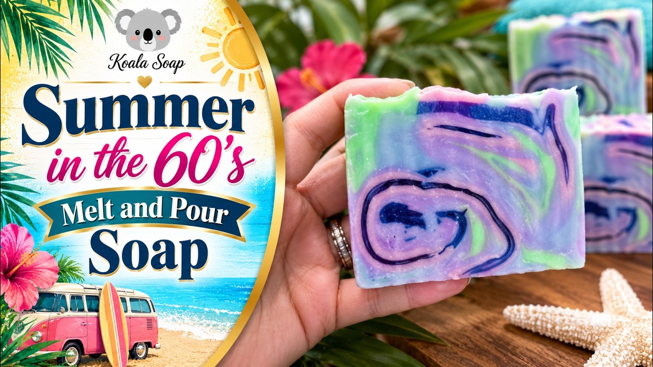 Summer in the 60s Melt and Pour Soap – Bright Neon Layered Swirl Technique