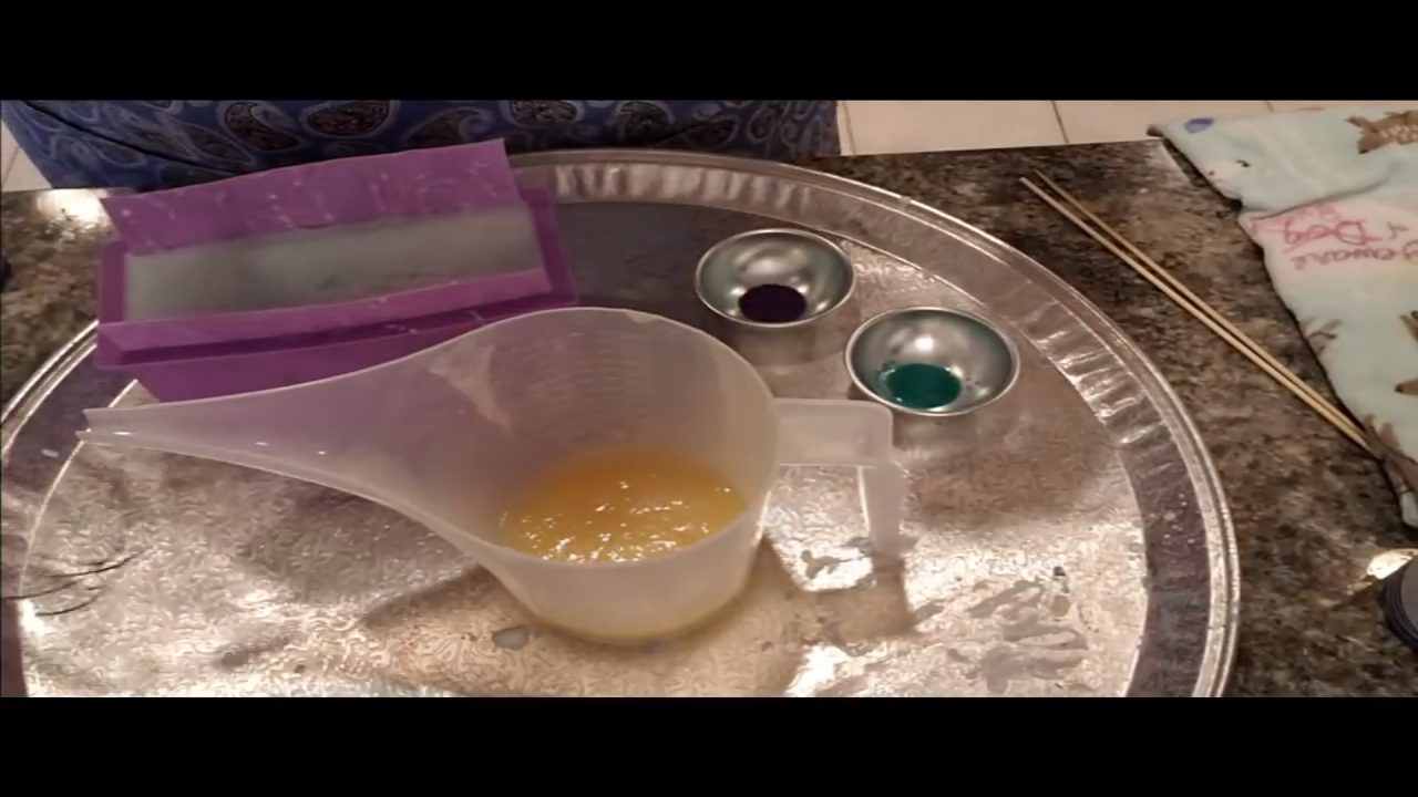 Melt Whip and Pipe soap frosting heated in a plastic cup