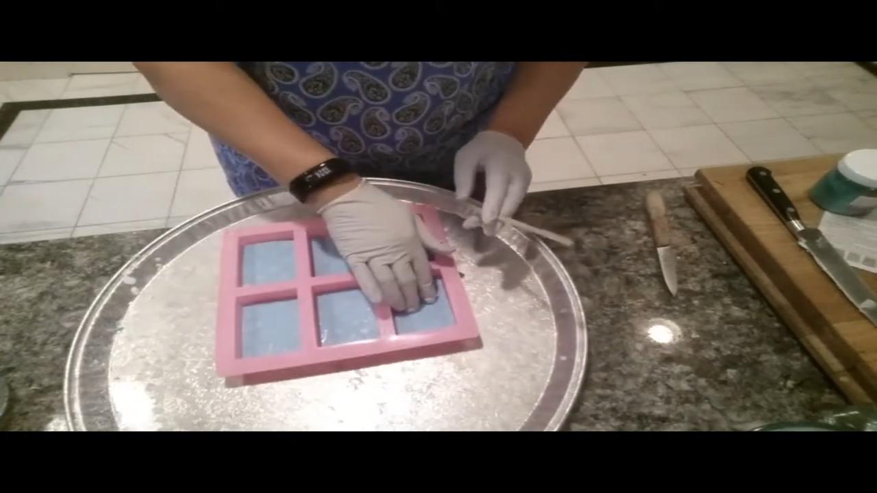 Texture sheets placed in the bottom of the soap mold