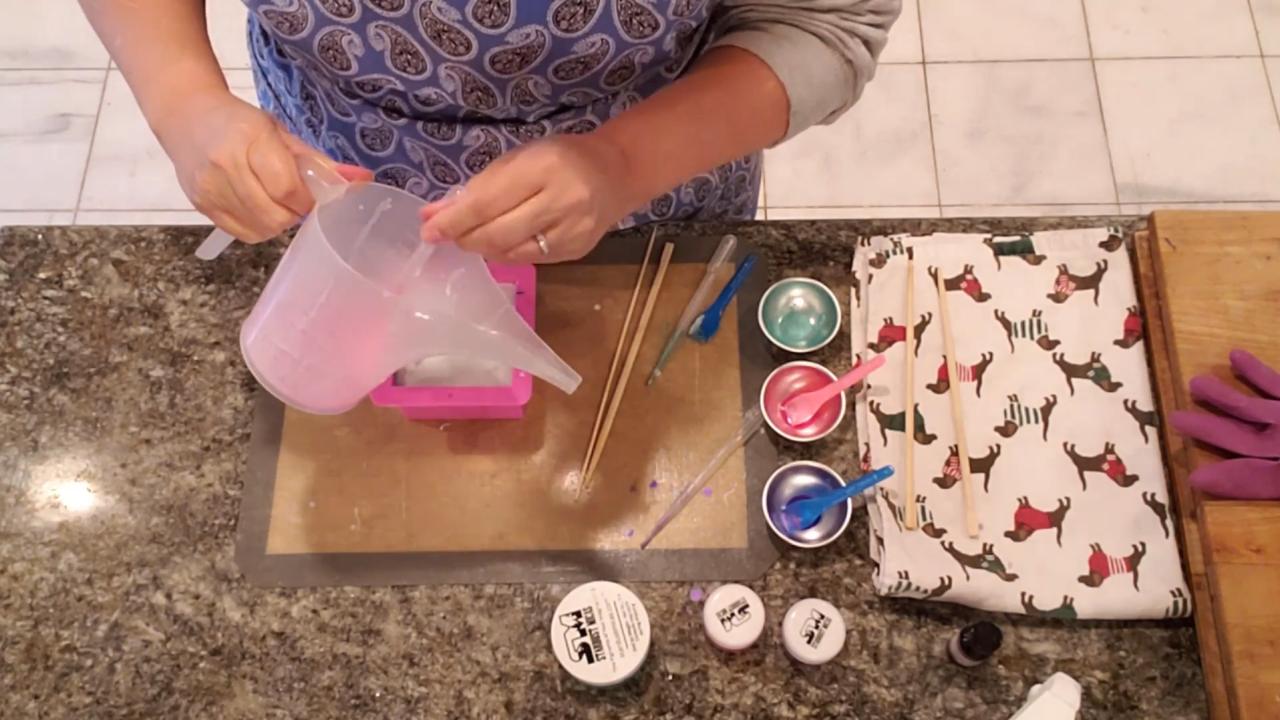 Piping little dots of soap on top with a pipette