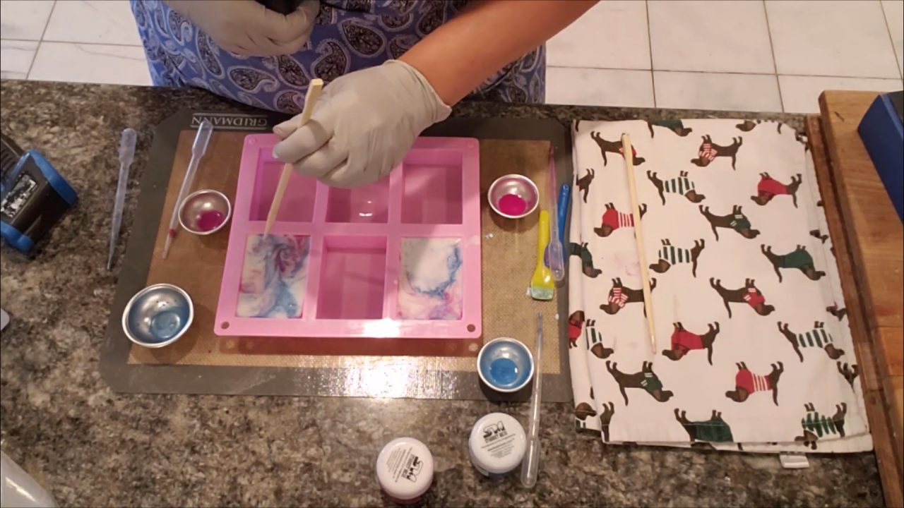Second layer of color and soap for the tie dye design